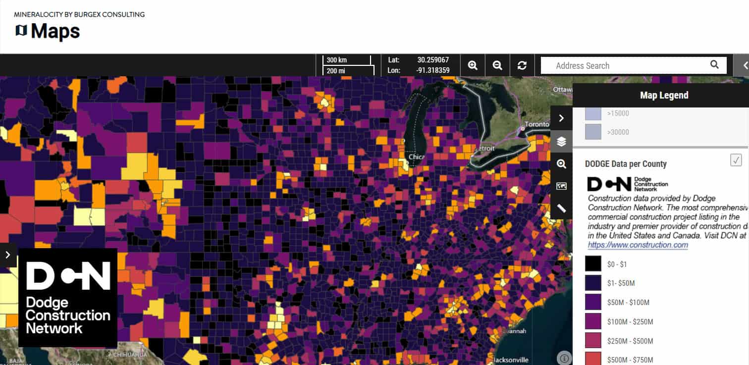 Dodge Construction Network’s Dataset now Integrated With Mineralocity Aggregates